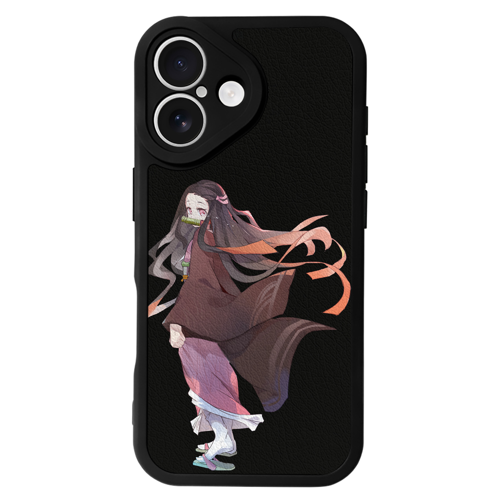 （画像用） 鬼滅の刃（きめつのやいば）竈門 禰󠄀豆子／かまど ねずこ Kamado Nezuko 【iPhone 16シリーズ対応】シリコンスマホケース（レザー調） 材質：シリコン